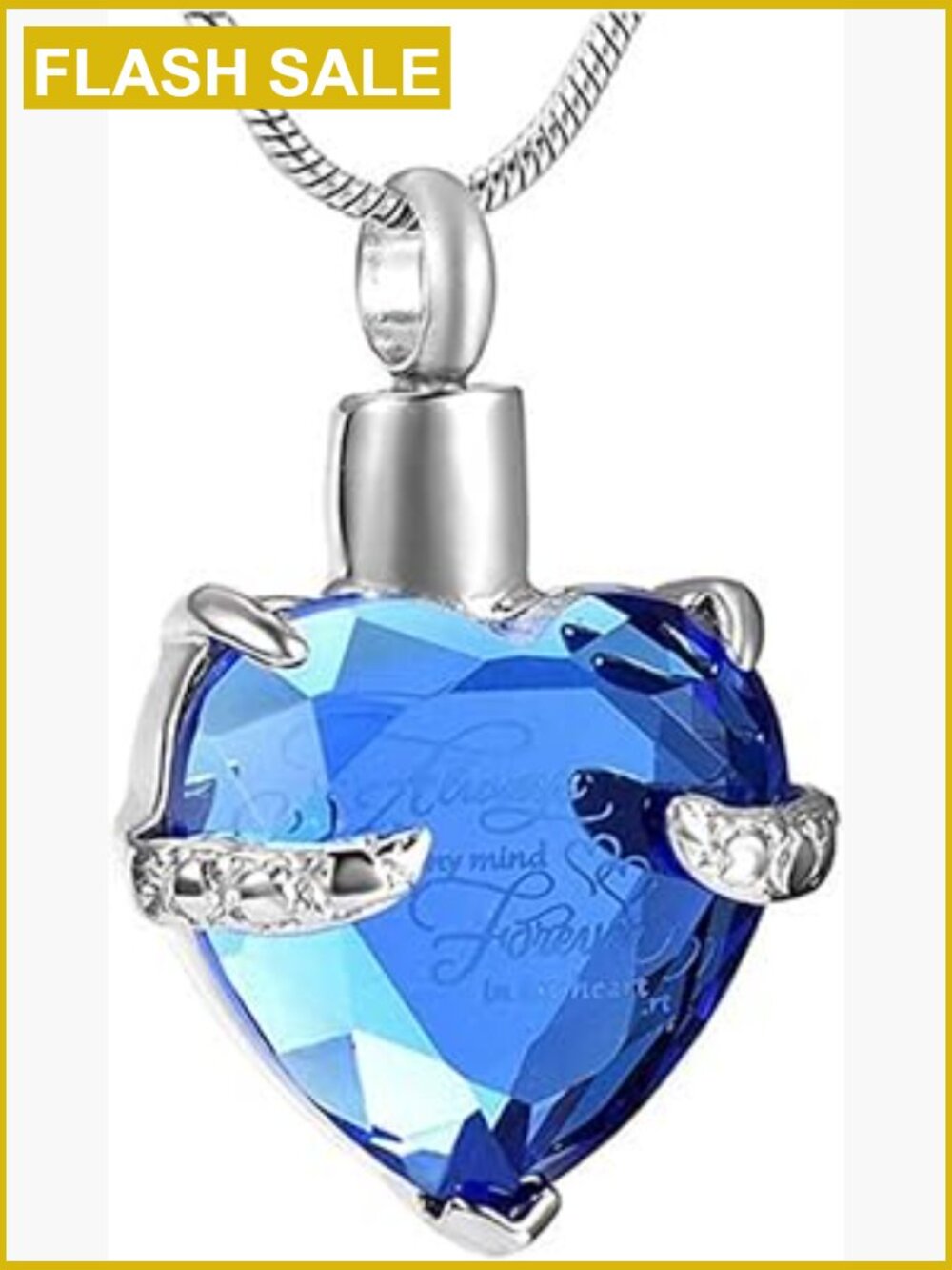 Heart Cremation Urn Necklace for Ashes Pendant with Fill Kit Stainless Steel